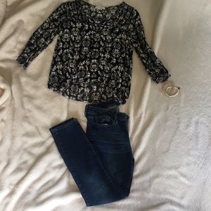 floral 3/4 sleeve blouse